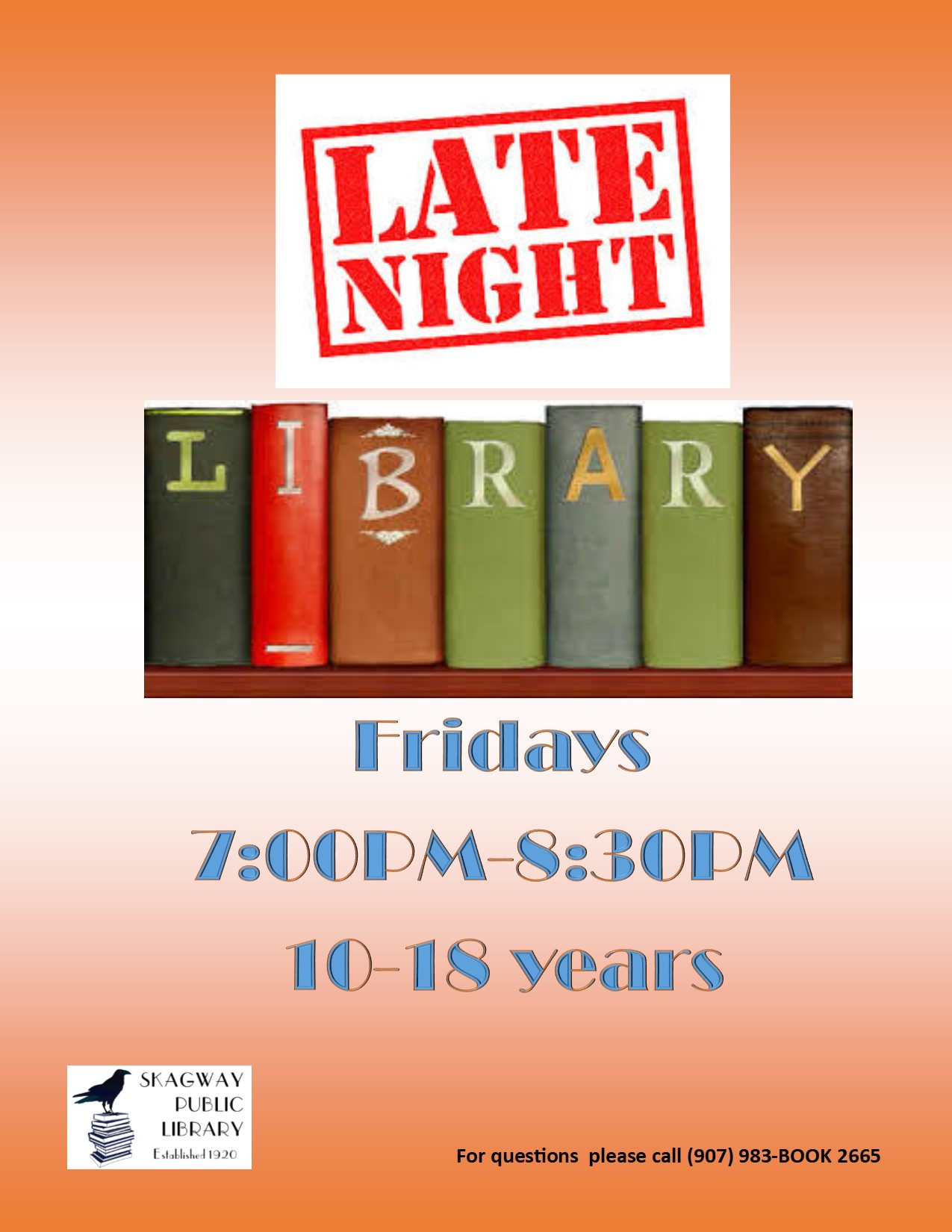 Late Night Library for 10-18 years old